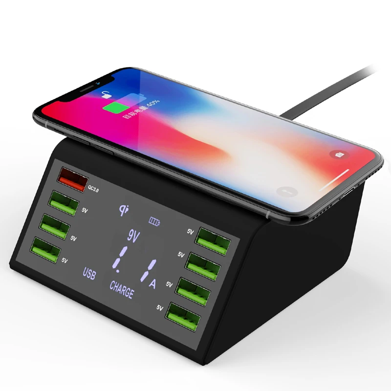 Беспроводное зарядное устройство iNGMAYA Qi для iPhone X 8 XS XR Pixel 3 USB быстрозарядная станция 60 Вт светодиодный дисплей Быстрая зарядка 3,0 Для huawei samsung Xiaomi Meizu Onelpus Yota Phone Nokia адаптер