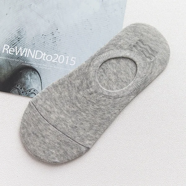 Light gray Socks 10 шт. = 5 пар/партия, летние мужские хлопковые короткие носки для мужчин, Нескользящие силиконовые однотонные короткие мужские носки с животными, носки-тапочки, Meias - Цвет: Light gray Socks