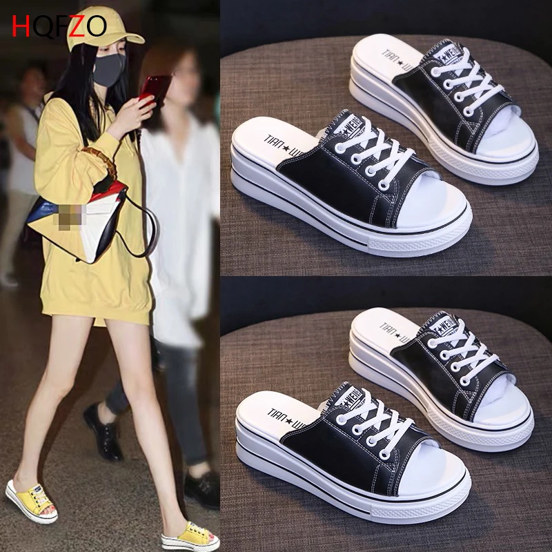 

SYNXDN Fashion Casual Sneakers Wedges Heels Slides Women Sandals Comfort Platform Slippers Light Slaps Women Shoes Summer