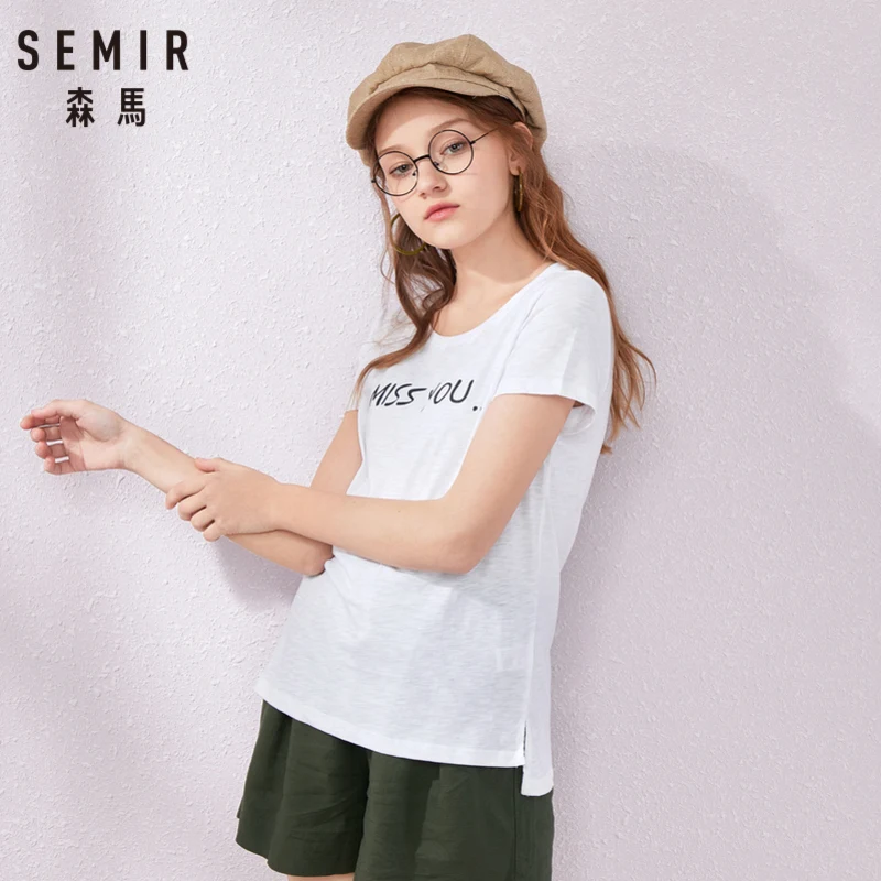 SEMIR 2019 модная женская футболка с крутым принтом белые хлопковые женские футболки