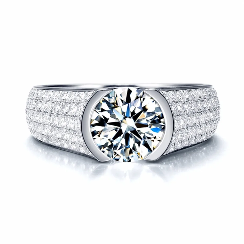 Moissanite обручальное кольцо роскошное 3 карат ct DF цветное лабораторное ромбовидное