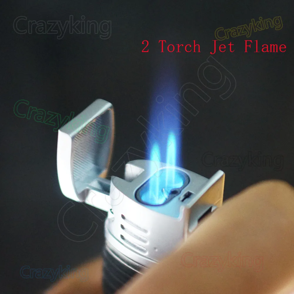 Cohiba Модный 2 факел Jet Flame Зажигалка для сигар Дырокол бутан газ сигарет защита от