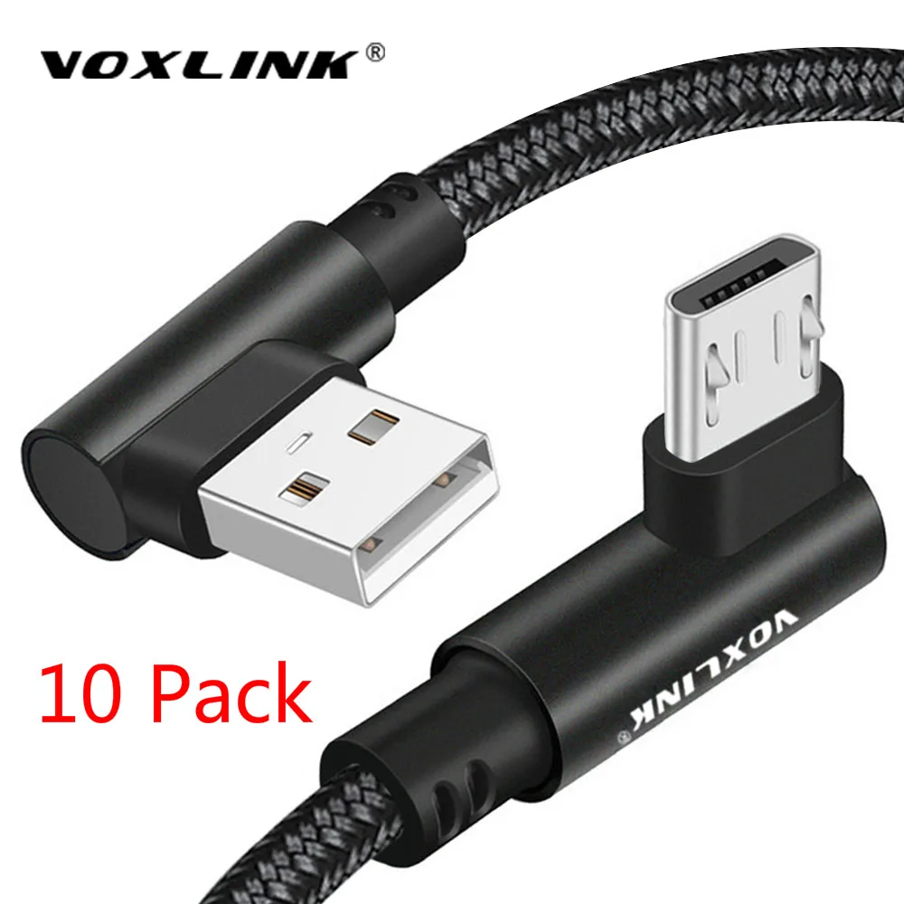 VOXLINK 10 шт. 90 градусов микро USB кабель Быстрая зарядка для передачи данных