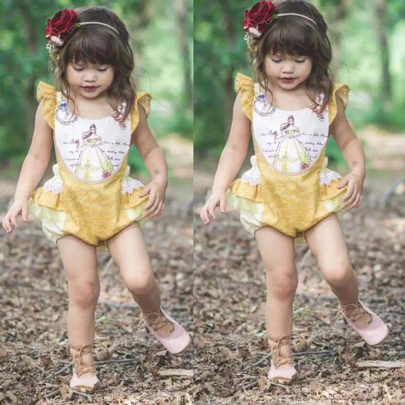 Одежда для маленьких девочек комбинезон Красавица и Чудовище новорожденных