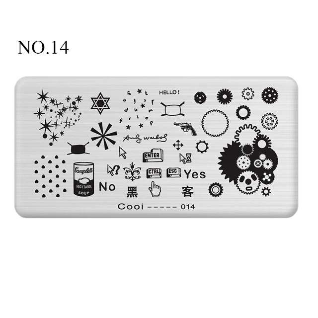 NO.14 Pinpai Nail Stamping Plates Flower Geometric Heart Nature Series Nail Template Stamp Image DIY Nail Designs Manicure Stamp Plate - Цвет: NO.14
