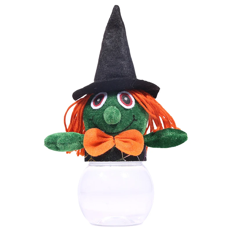 

1pcs Halloween Creative Portable Trick Or Treat Transparent Candy Cans Pumpkin Witch Cat Vampire Plush Pattern Party Gift