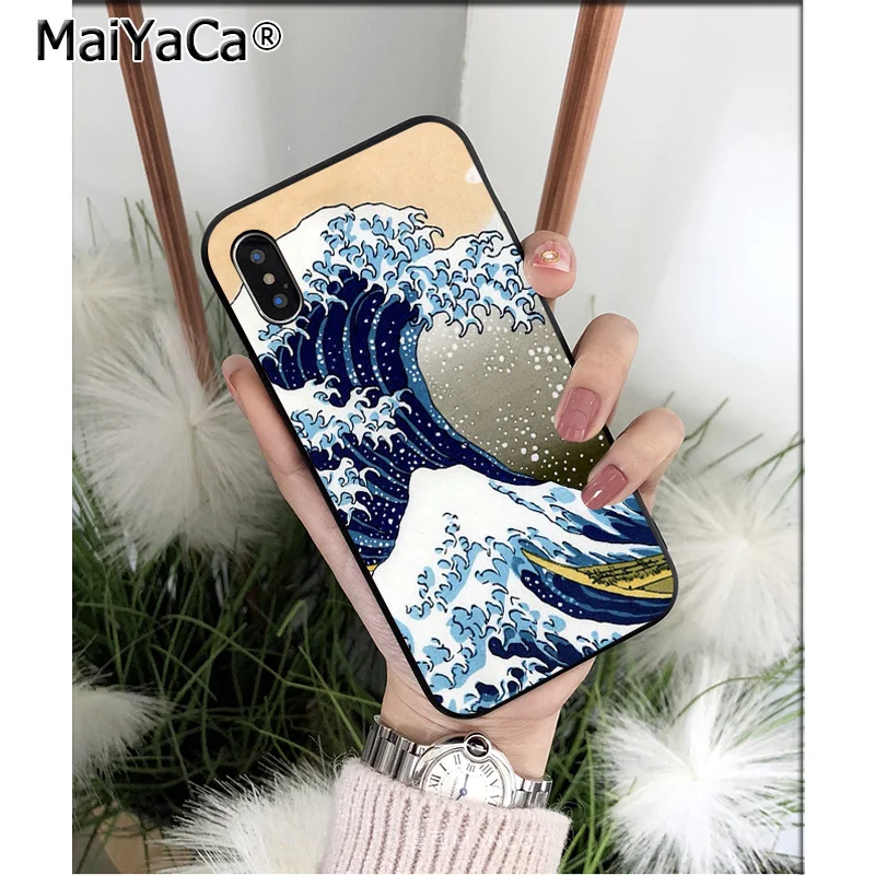 Мягкий силиконовый чехол для телефона MaiYaCa Japanese Art Fuji Mountain Wave из ТПУ iPhone 8 7 6 6S Plus X XS