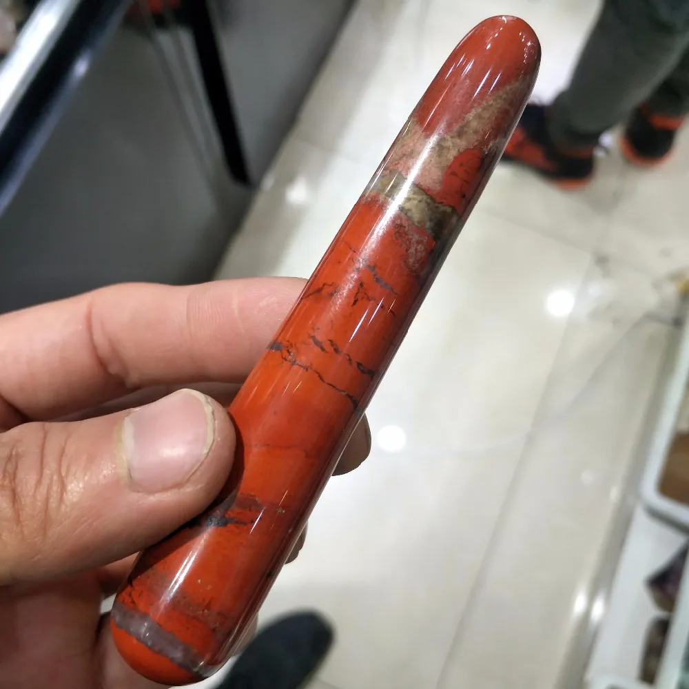 Натуральный красная яшма ролик для массажа лица палка Магия йони-палочка тонкий лицевой камень Guasha резной инструмент массаж и релаксация