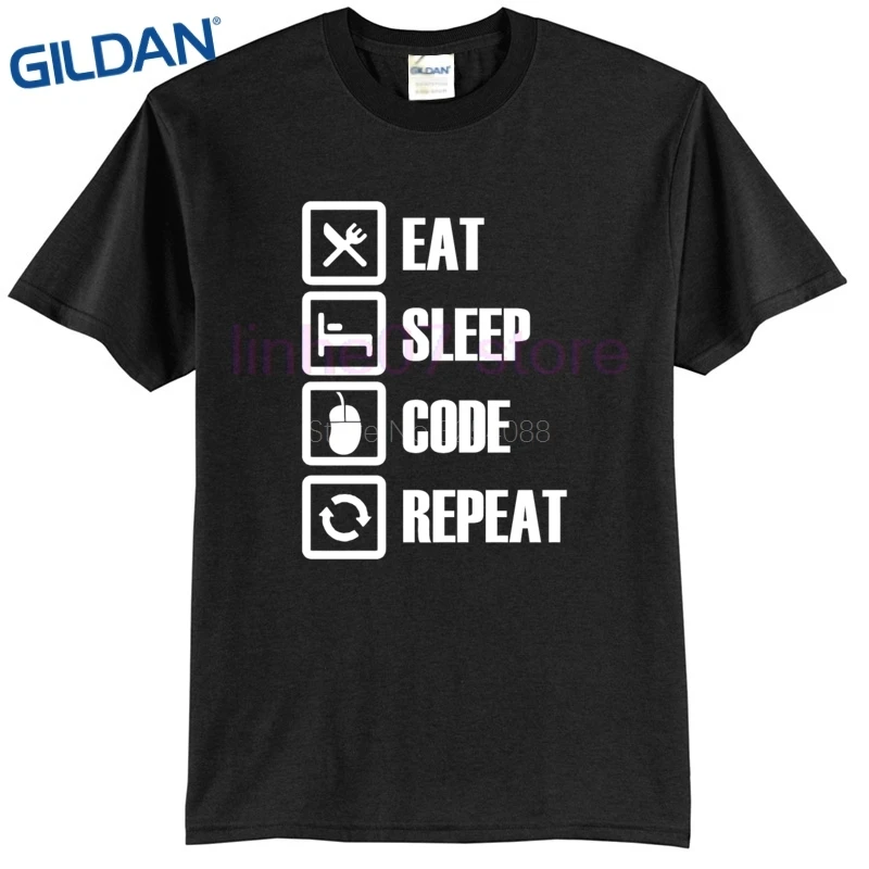 Магазин футболок онлайн Eat Sleep Code футболка с коротким рукавом логотипом короткая