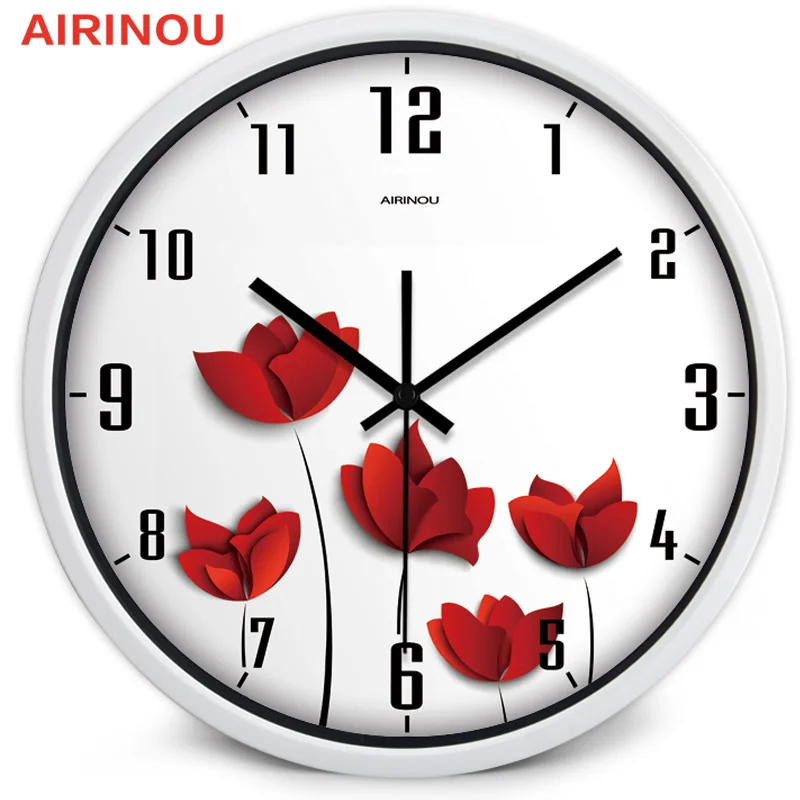 Airinou настенные часы из стекла и металла с изображением красной розы|designer wall clock|wall