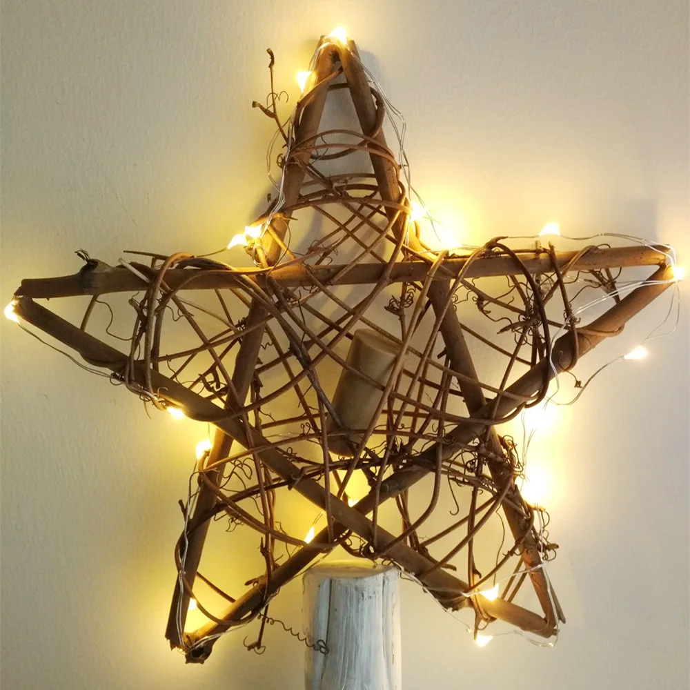 Новинка гирлянда из ротанга в форме звезды и сердца медная Серебряная Свадебный