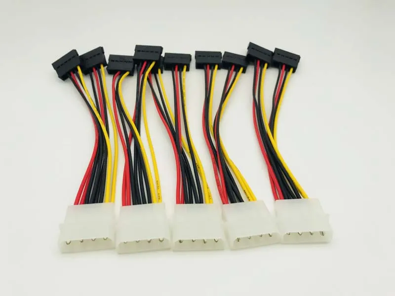 5 шт. SATA кабель питания 4-контактный штекер-последовательный ATA 15pin x 2 разъем