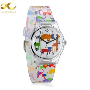 Часы наручные Lancardo женские в стиле Харадзюку, брендовые милые спортивные с мультяшными животными для мальчиков и девочек, с цветами