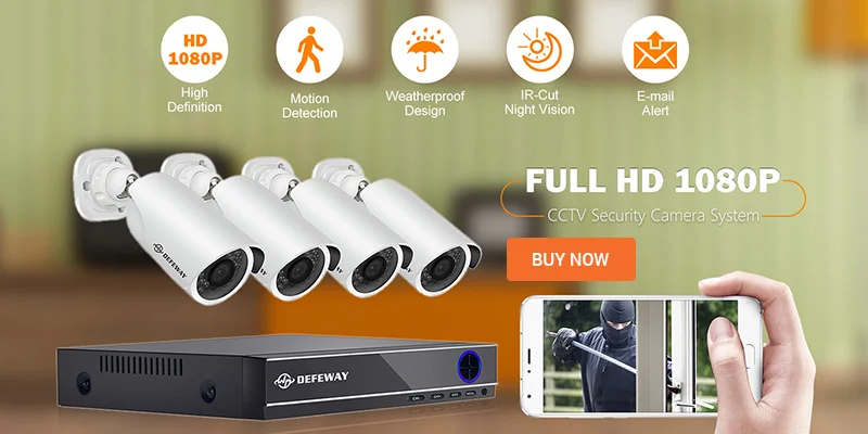 Defeway видеонаблюдение 1080P HD 8 CH CCTV система 2000TVL наружная камера безопасности с защитой от атмосферных воздействий s 4 шт CCTV камера для дома