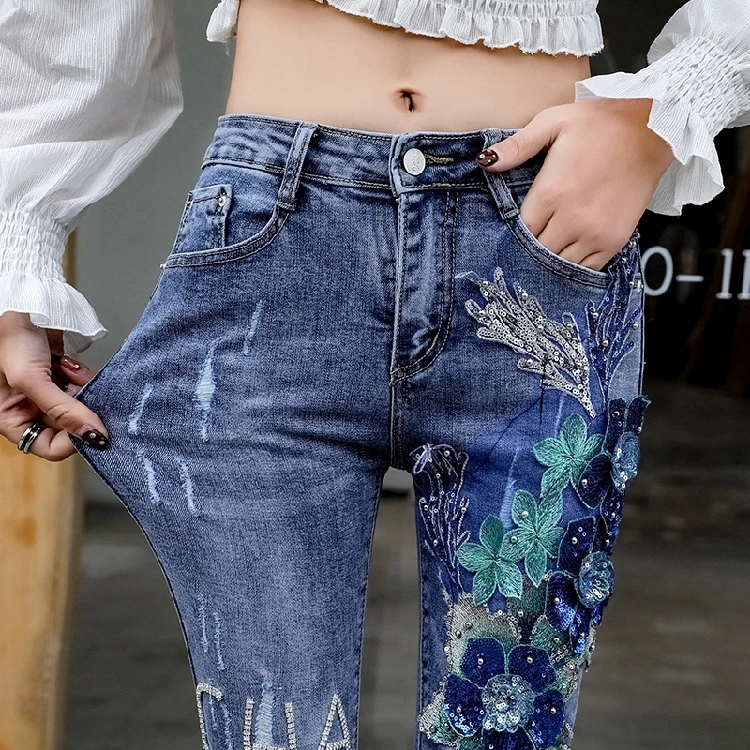 Джинсы женские демисезонные с вышивкой 2020 | Женская одежда