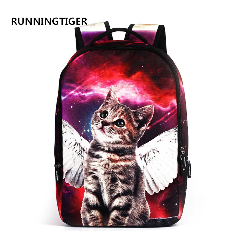 Женский рюкзак RUNNINGTIGER Angel Cat с принтом модные школьные сумки для