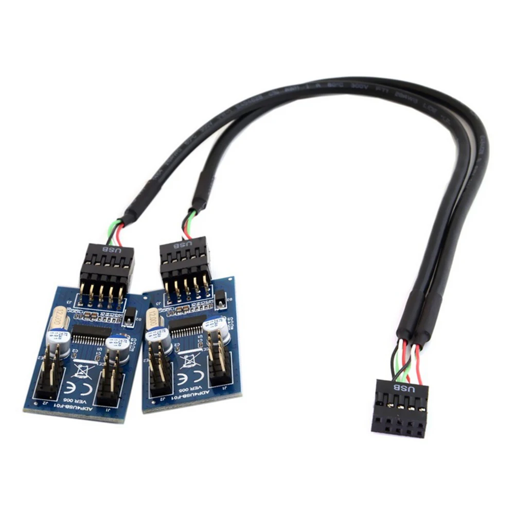 9 pin USB 2 0 Заголовок к 2/4 Женский удлинитель Кабель адаптер Порт мультипликатор