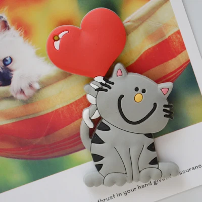 heart cat Милый силиконовый мультяшный магнит на холодильник с животным сувенир магниты на холодильник детские подарки украшение дома - Цвет: heart cat
