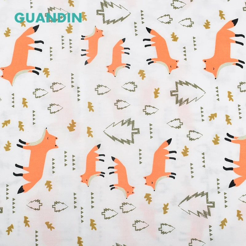GUANDIN, саржевая набивная хлопковая ткань комплект/для шитья и квилтинга DIY/Детская ткань 50*160 см половина метра/лиса серия