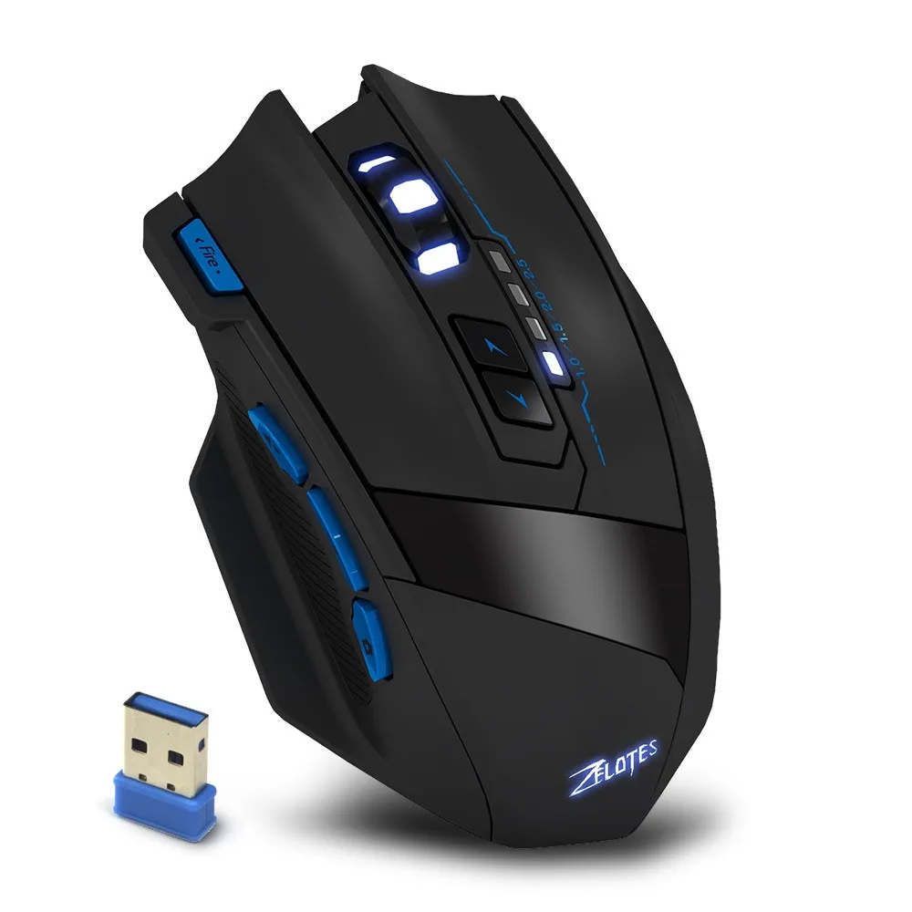 ZELOTES F 15 Двухрежимная игровая мышь 2500 точек/дюйм беспроводная Регулируемая DPI