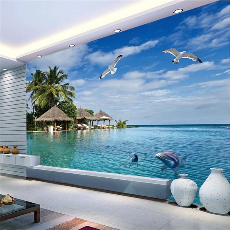 Пользовательские фото обои на заказ наклейки Приморский фон стены papel де parede 3d para