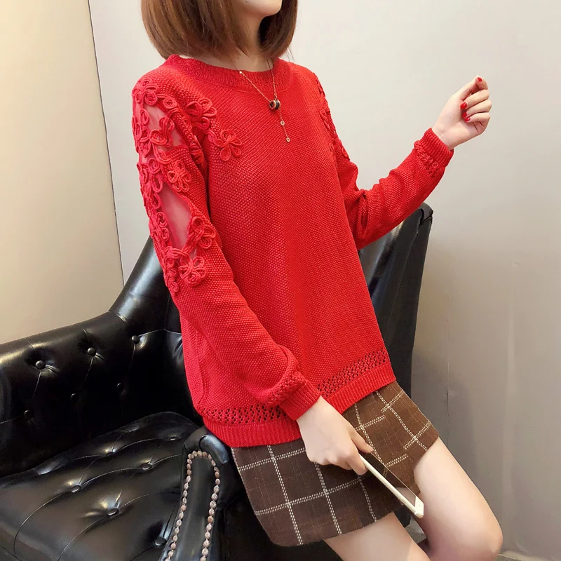 Spring Summer Women Hollow Sweater 2018 Autumn New Korean Loose Large Size Bright Mesh Yarn Female Bottoming Knitting | Женская одежда