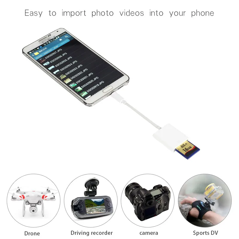 Micro USB к SD кардридеру устройство для чтения камеры OTG кабель адаптера данных Samsung