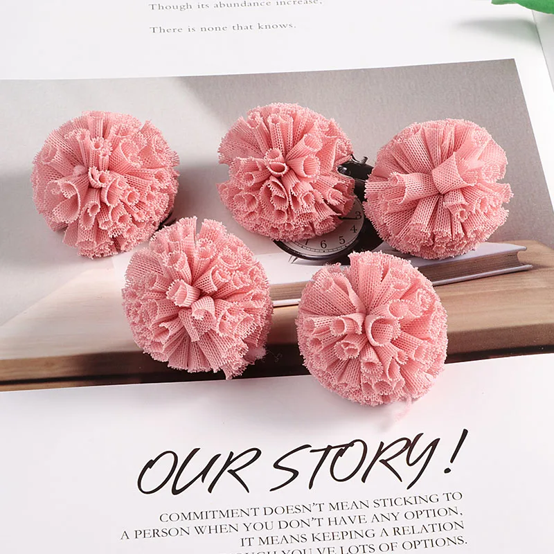 Korea Pink Color 10 шт./лот 40 мм кружевной шар DIY марлевые Эластичные Цветочные помпоны ремесло плюшевая подвеска-сетка для волос на голову свадебное платье аксессуары для шитья - Цвет: Korea Pink Color