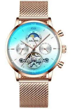 AILANG Relojes часы мужские наручные часы спортивные часы со скелетом 30 м водонепроницаемые автоматические механические часы из нержавеющей стали - Цвет: Color 8 Mesh Band