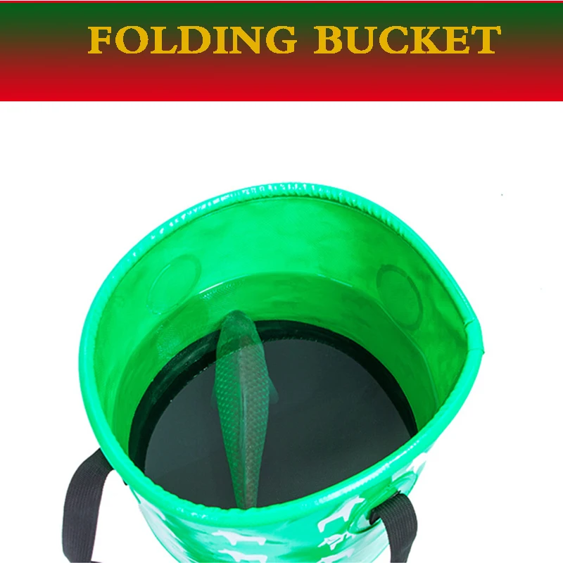 FWBJKKL Outdoor Portable Folding Fishing Bucket Bag Camping Car Telescopic 23*27CM 12L Tackle | Спорт и развлечения