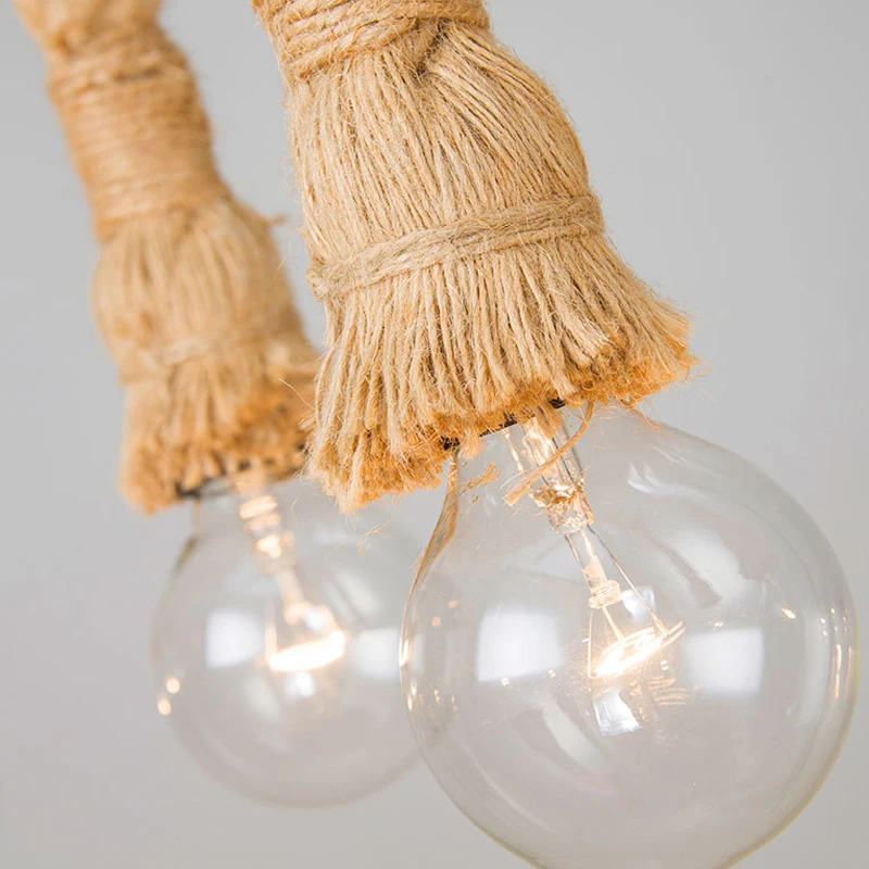 

Vintage Rope E27 Pendant Lights Lamp Personality Loft Lights Hemp Rope bamboo lamp for Bedroom restaurant Kitchen Cafe Bar Decor