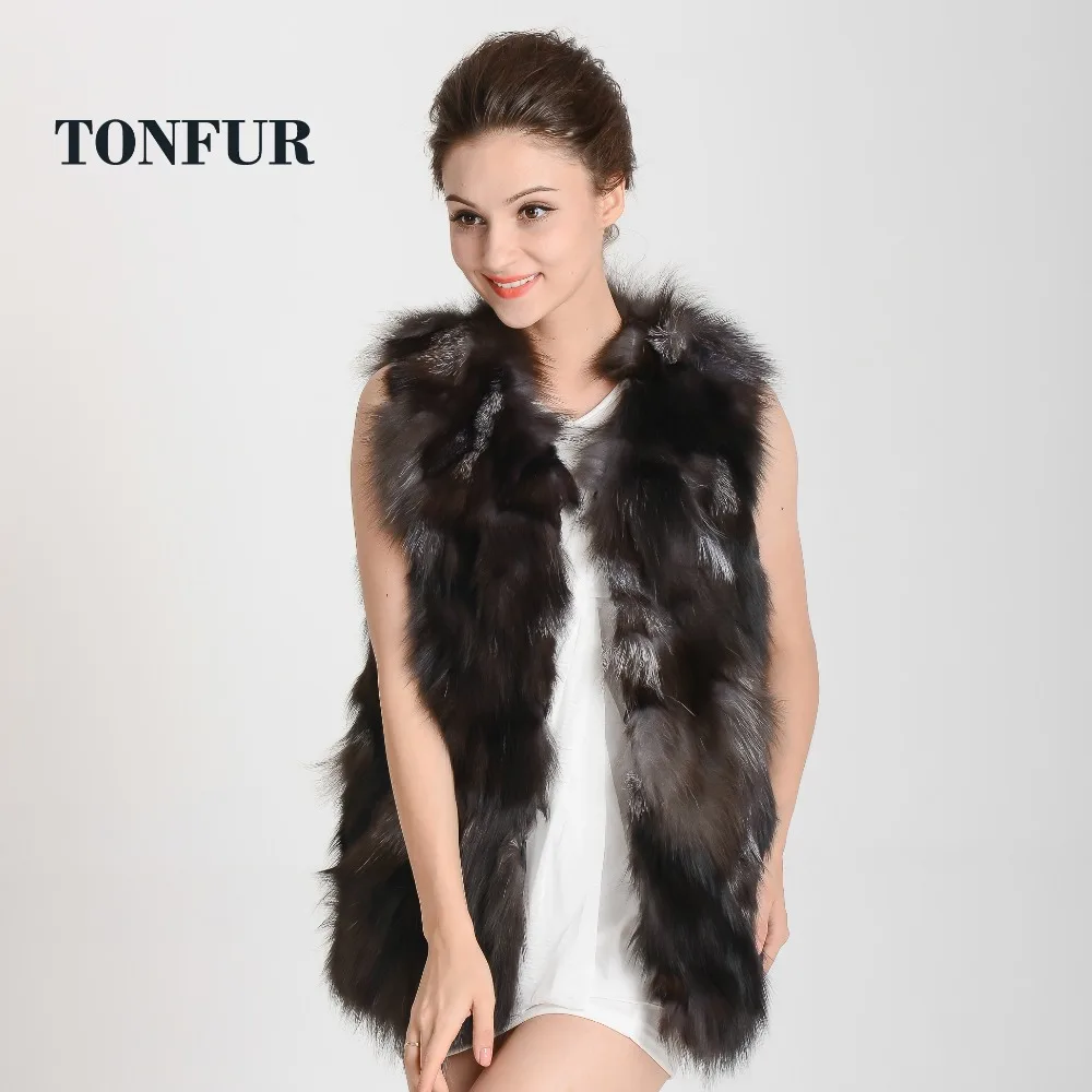 2019 Fashion Genuine fox fur Gilet women's long vest OEM/Retail/Wholesale custom big size DDH397 | Женская одежда