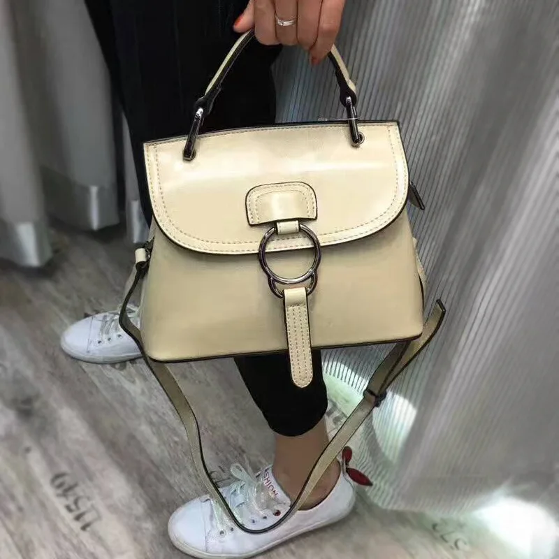 new bag with leather handbag oil wax single shoulder slant big women handbags luxury bags | Багаж и сумки
