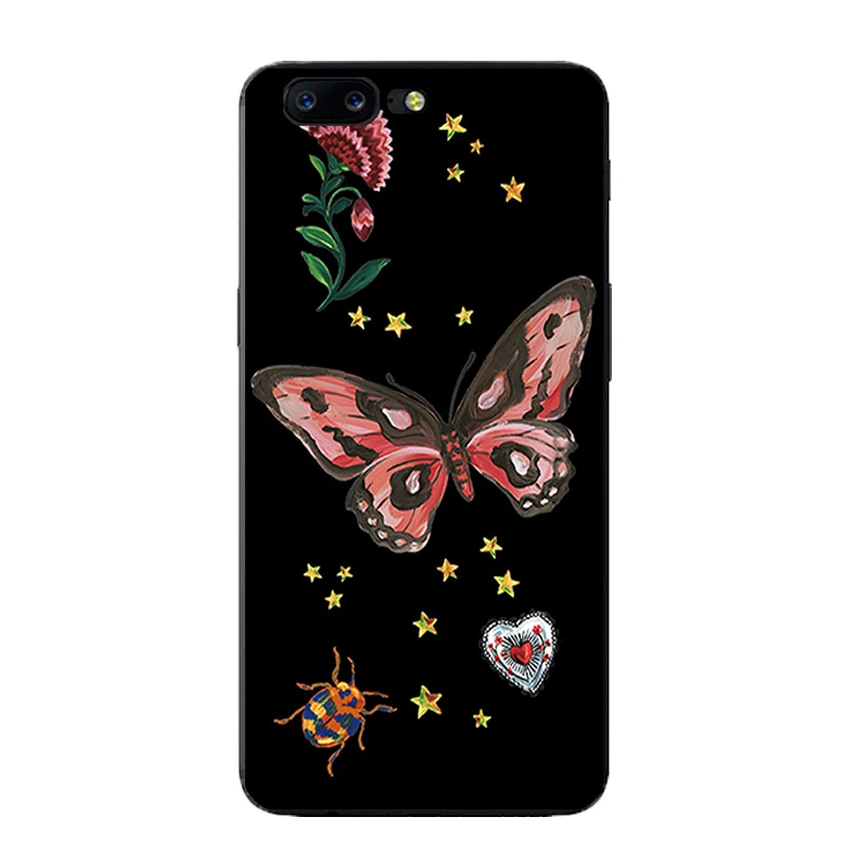 For OnePlus 5 Soft TPU Shell One Plus 3 3T Phone Case DIY Custom 5.5 Inch 2 Fundas Retro Flowers Printing Coque |