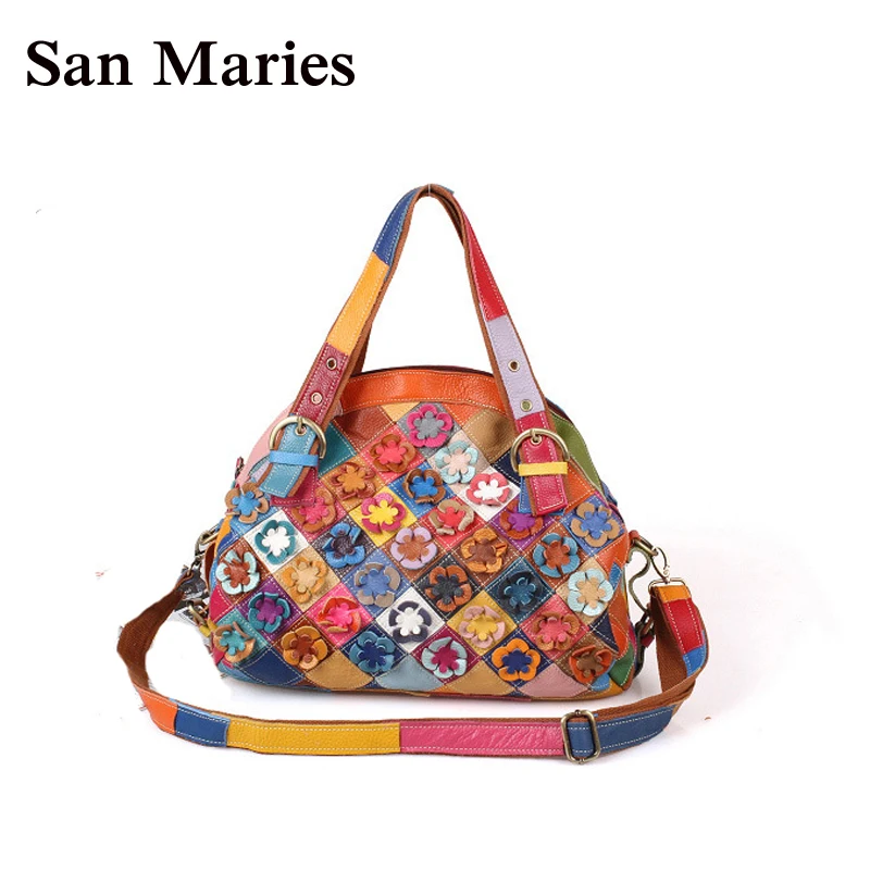 Цветная Женская сумка San Maries с цветочным принтом Брендовая женская дизайнерская