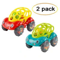 2 pieces baby plastic non toxic colorful animals hand jingle shaking bell car rattles toys music handbell for kids color random