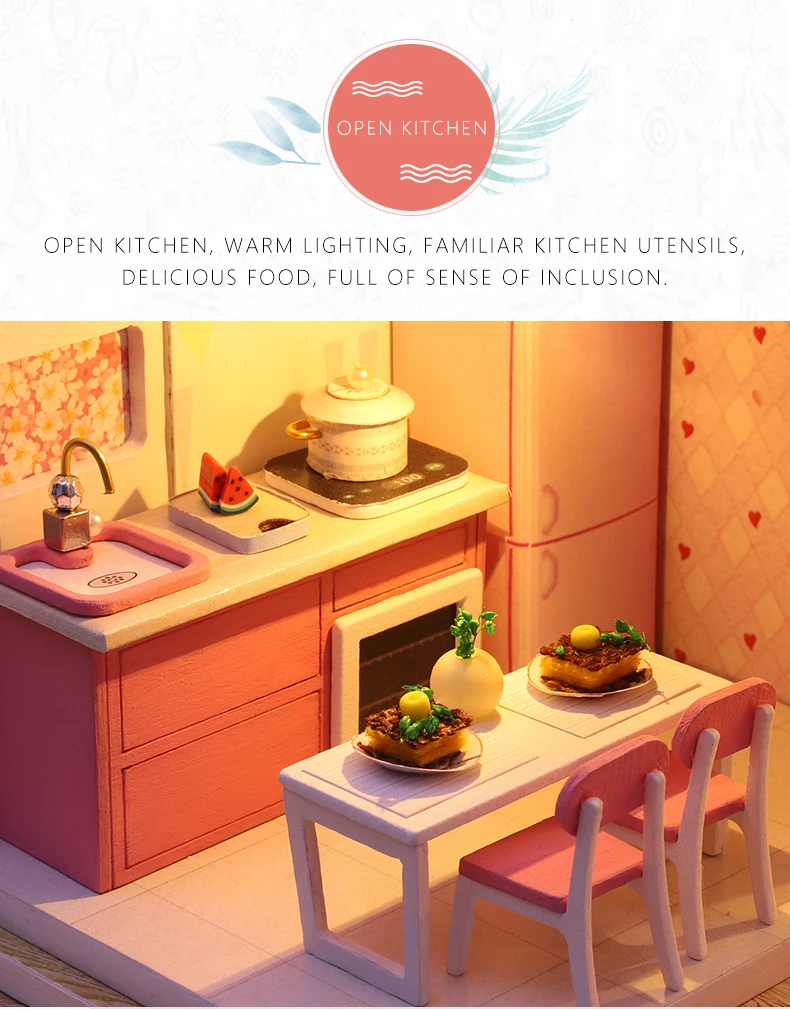 CUTEBEE DIY Doll House Wooden Doll Houses Miniature dollhouse Furniture Kit Toys for children Christmas Gift L025