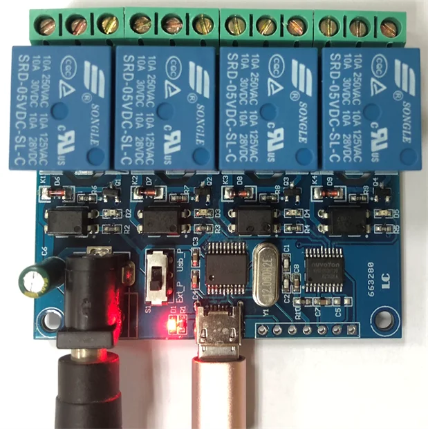 Micro USB 5 в 4 канала релейный модуль USB Smart Switch серийный порты и разъёмы BSG
