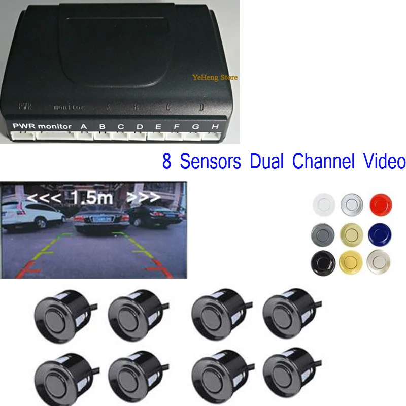 Visual Reverse Radar System 8 Parking Sensor Car Vehicle Backup Support Front and Rear View Camera car monitor |