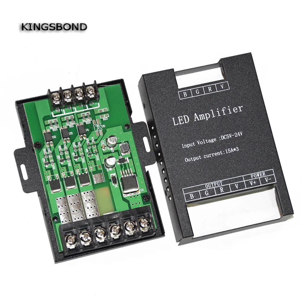

Led RGB Amplifier Controller input 5V/12V/24V 15A*3 45A Signal Repeater 360W for 3528 5630 5050 RGB Led strip