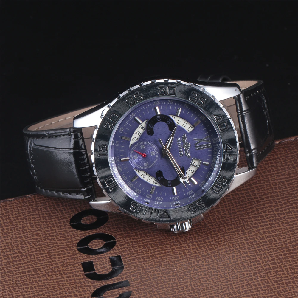 Роскошный бренд Winner Модный повседневный хронограф из нержавеющей стали