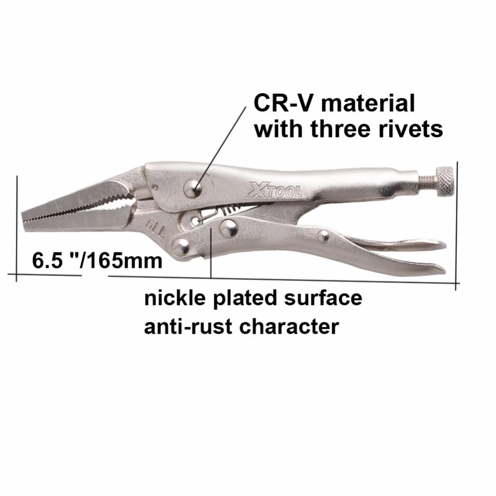 Флекстальная Блокировка ручки плоскогубцы с прямой щетиной 6 5/165 мм Длина носа |