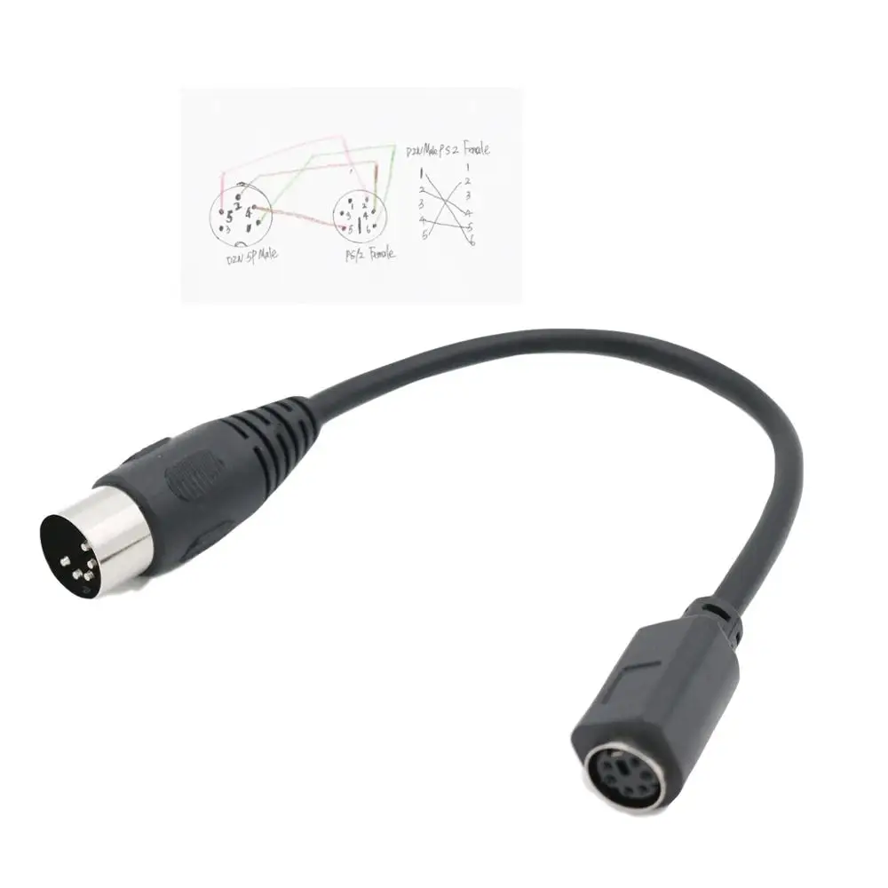

1pc DIN5 AT Male to Mini DIN6 MDIN6 PS/2 Female PC Mac Keyboard Adapter Converter Cable Cord 6"