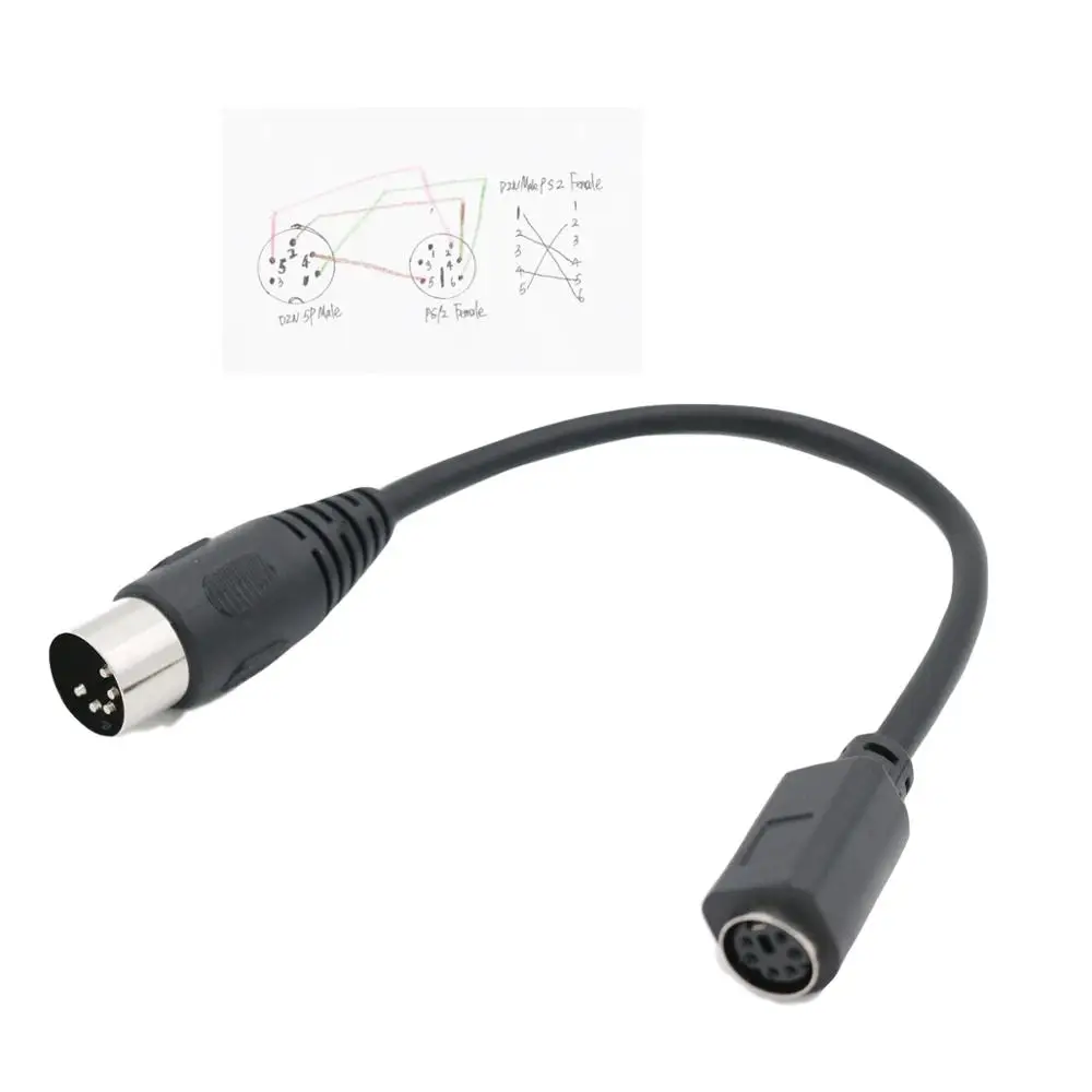 Адаптер для клавиатуры DIN5 AT Male Mini DIN6 MDIN6 PS/2 Female pc Mac кабель переходник 6 дюймов 1