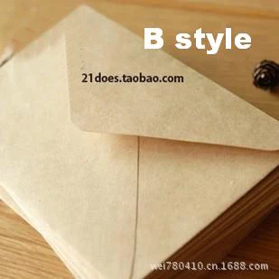 B style 50pcs Винтажный натуральный Простой крафт-бумажный конверт, поздравительный/Invitatioin Подарочный конверт для свадьбы/Рождественские вечерние, высокое качество 50 шт - Цвет: B style 50pcs