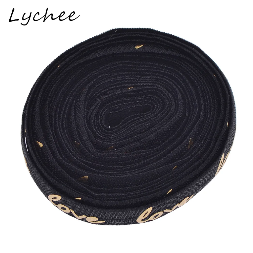 Эластичные кружевные ленты Lychee 5 ярдов с надписью Love и английскими буквами для