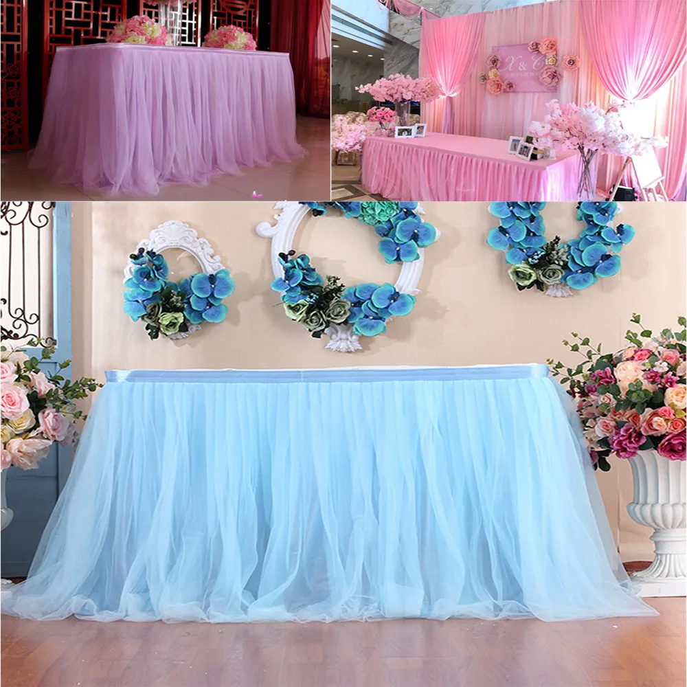Table Skirt Tableware Cloth Wedding Tutu Tulle Baby Shower Party Home Decor Skirting Birthday | Дом и сад
