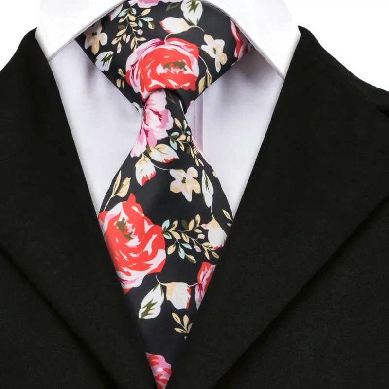 Брендовый Мужской винтажный комплект с галстуком Hi-Tie цветочный и запонками