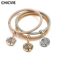 chicvie 3 pcsset custom hollow tree of life bracelets bangles charms for jewelry making for women plant bracelet sbr170117