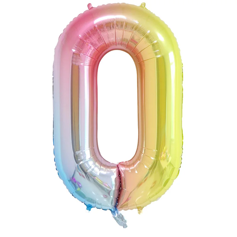 16/32 inch Big Rainbow Number Foil Balloons 0-9 year Digital birthday party decorations kids balloon Air Globos images - 3